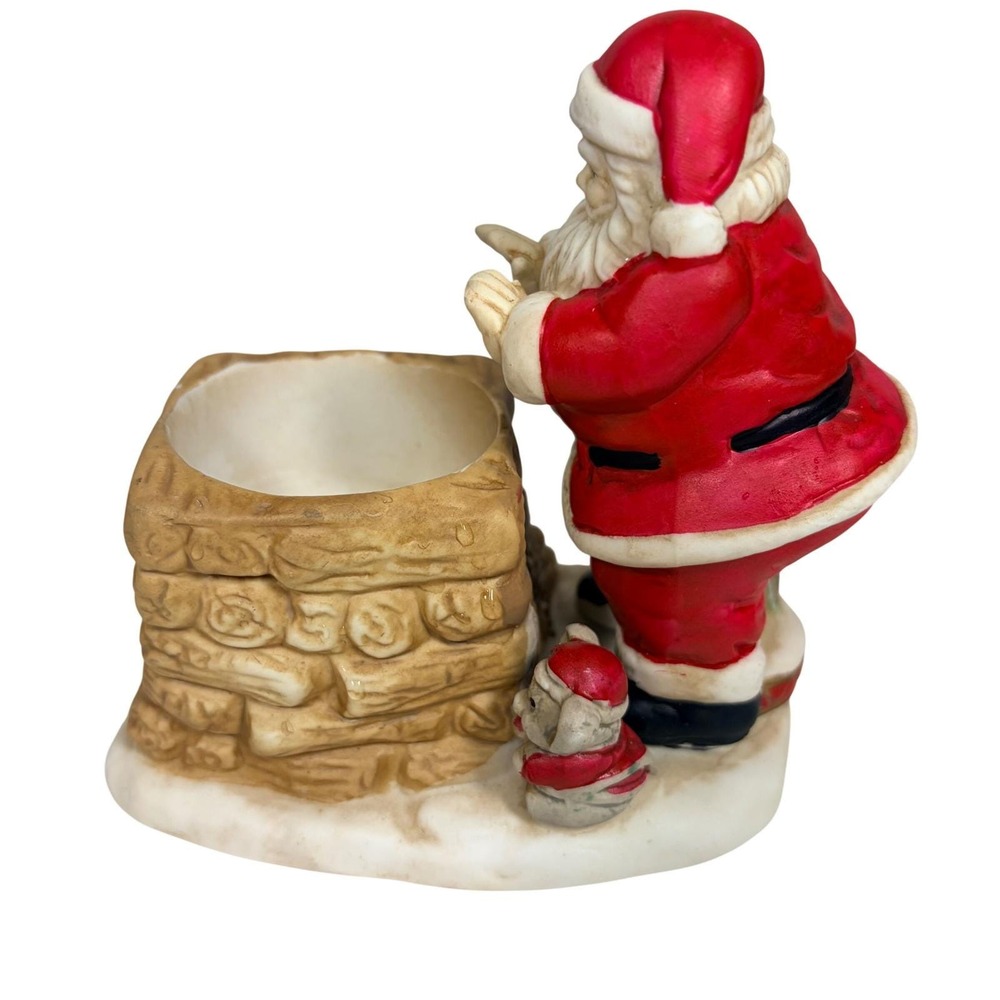 VTG PartyLite Santa Chimney Candle Ceramic 1990s Christmas Mouse Japan MCM - Picture 4 of 10